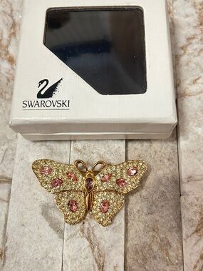 Vintage Retired Swarovski Butterfly Broach.